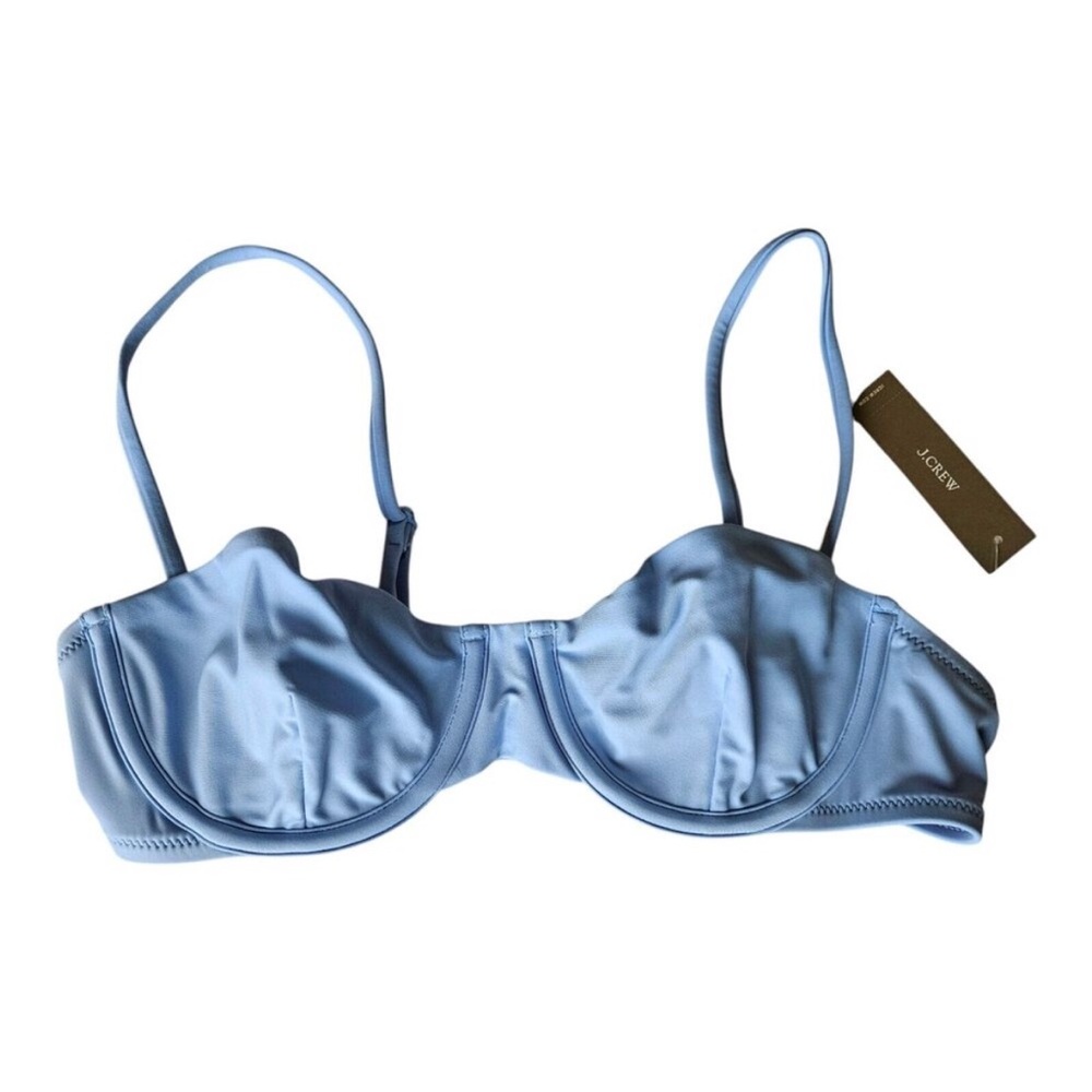 J. CREW Sophie Women's 36A Balconette Underwire Bikini Top Light Blue Lined NEW